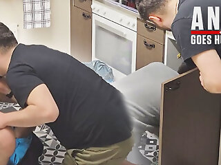 hetero plumber collegue previous comes check